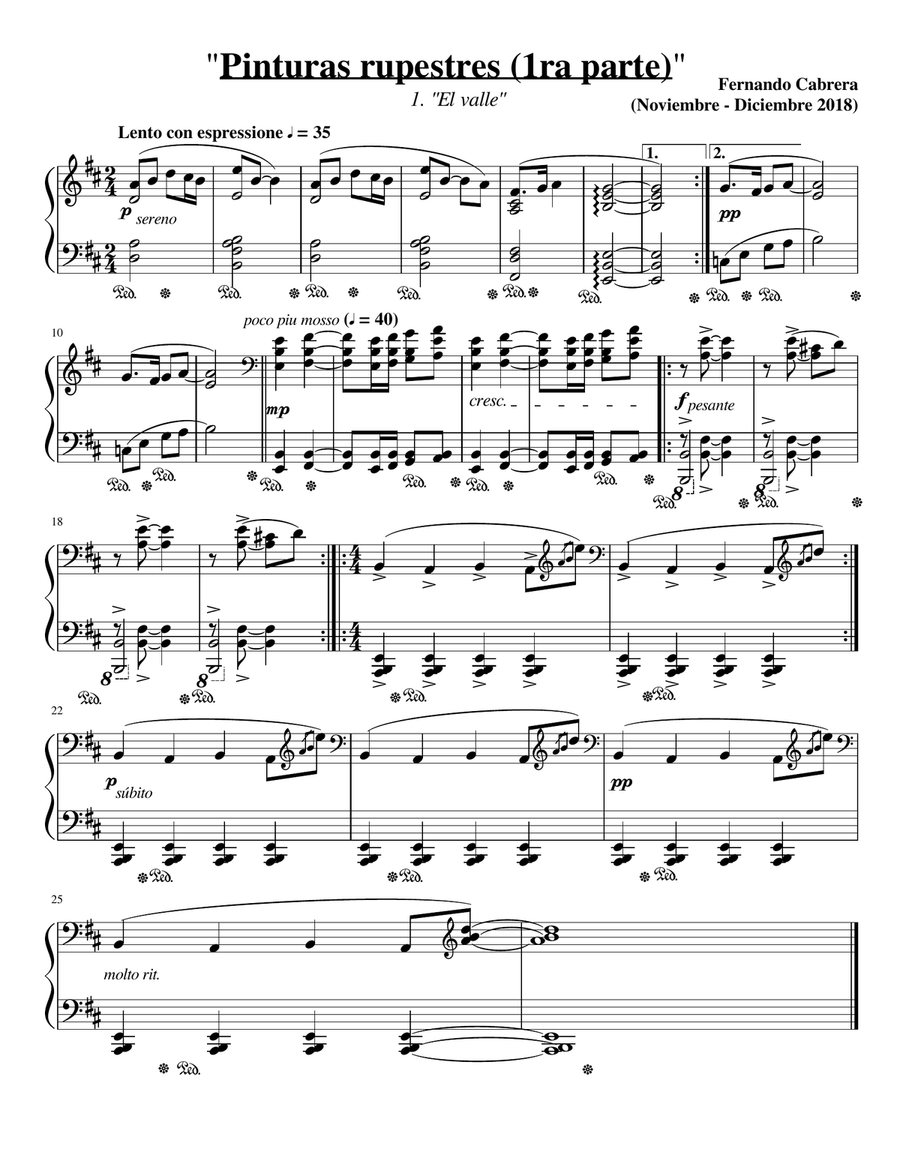 Pinturas Rupestres - 1ra parte - 1. El Valle Piano Solo scores gallery preview page 1