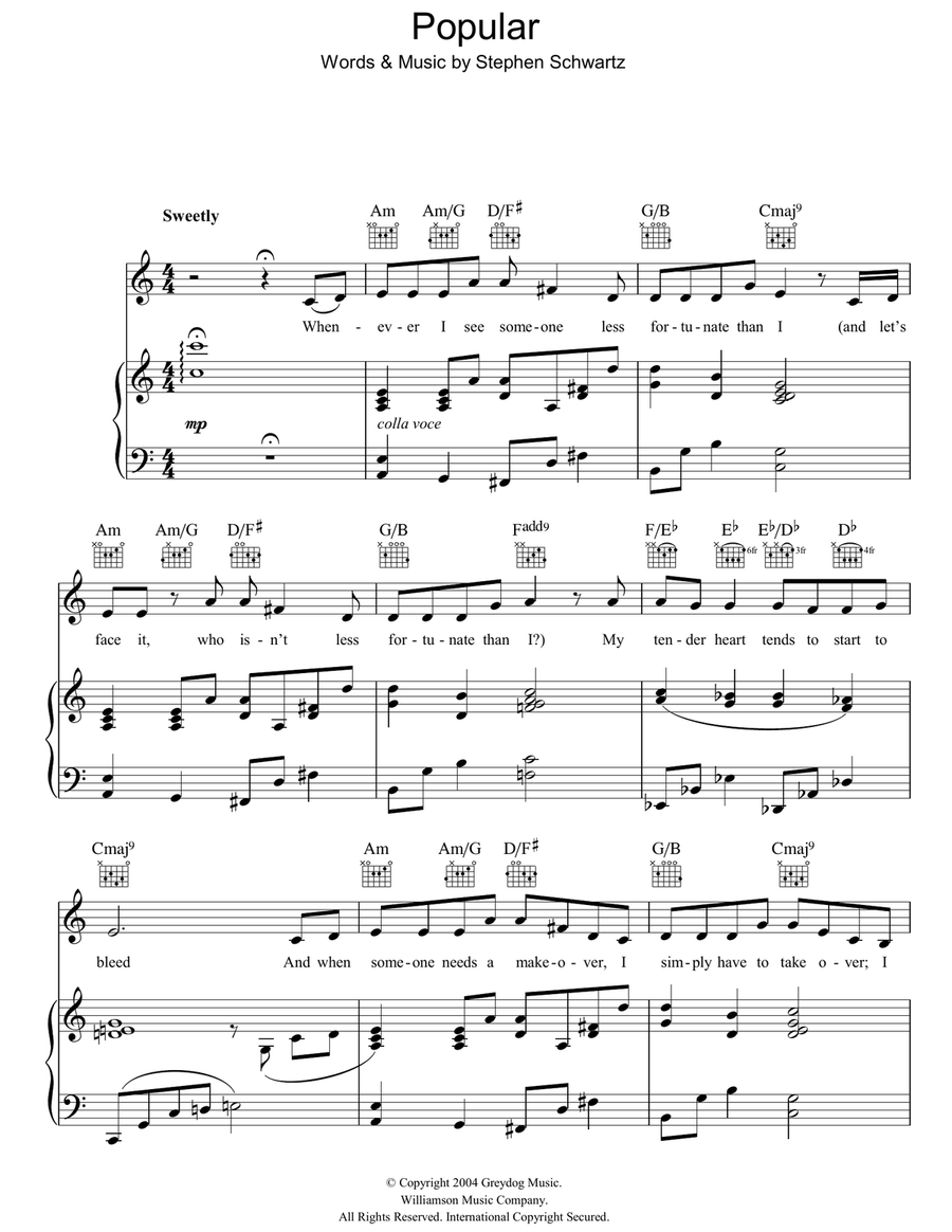 Popular (from Wicked) Popular (from Wicked) Guitar scores gallery preview page 1