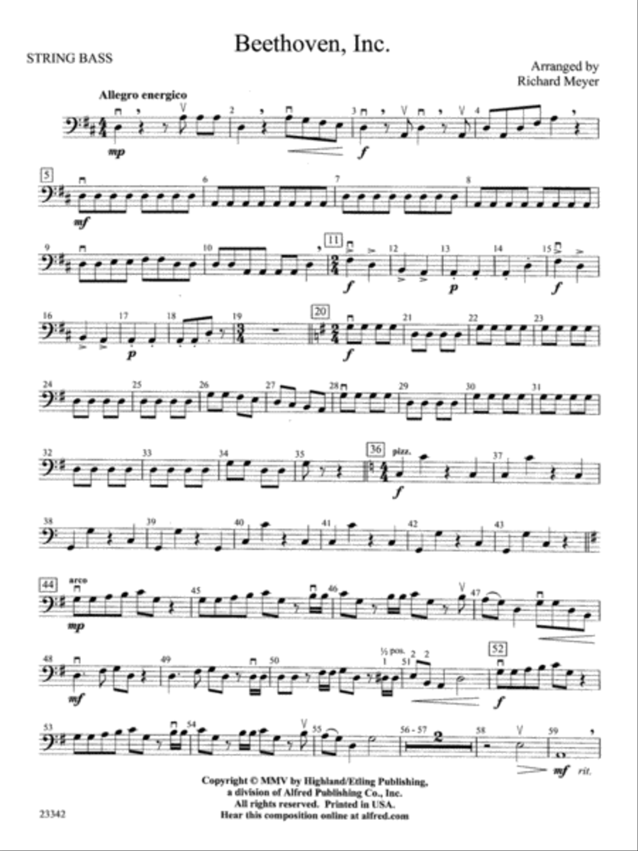 Beethoven, Inc.: String Bass String Orchestra scores gallery preview page 1