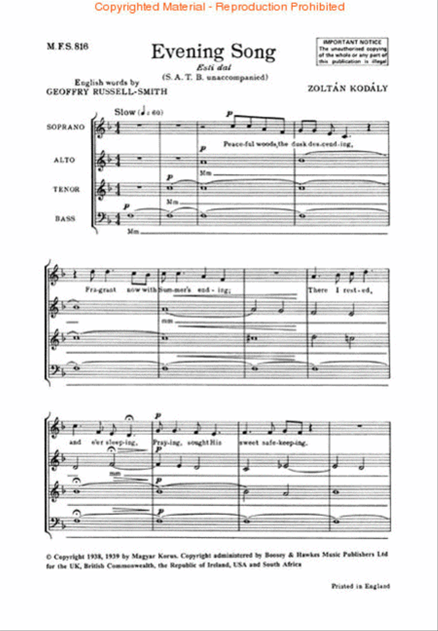 Evening Song (Esti dal) 4-Part scores gallery preview page 2