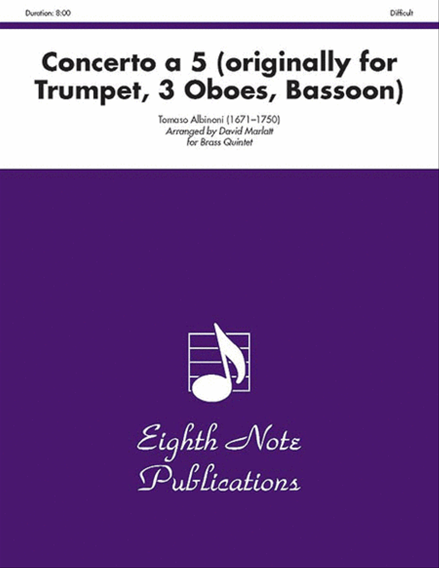 Concerto a 5 (originally for Trumpet, 3 Oboes, Bassoon) Brass Ensemble scores gallery preview page 1