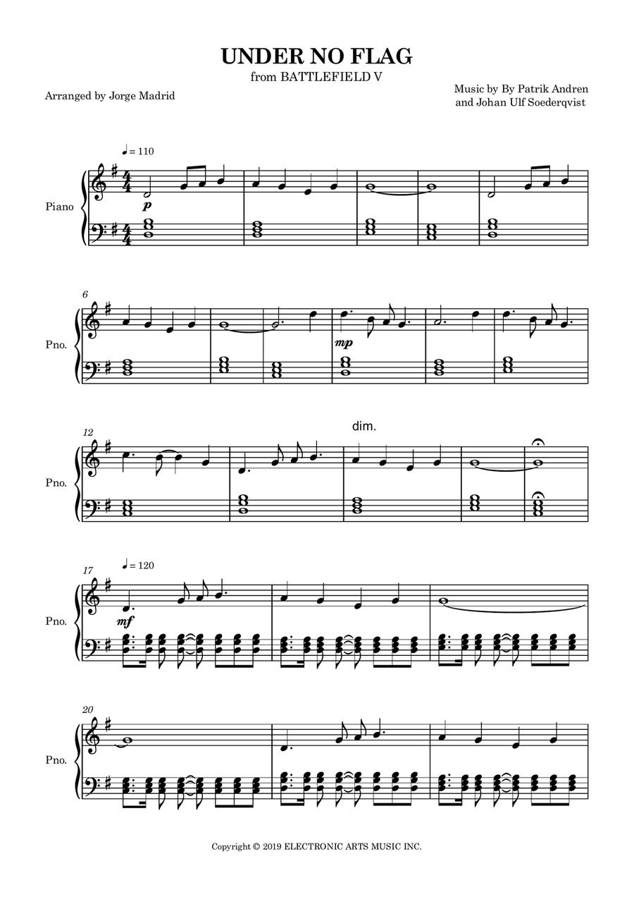 Under No Flag Piano Solo scores gallery preview page 1
