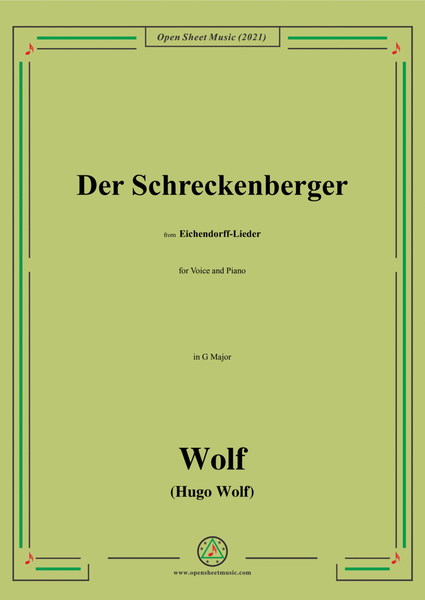 Wolf-Der Schreckenberger,in G Major,IHW 7 No.9,from Eichendorff-Lieder,for Voice and Piano image number null