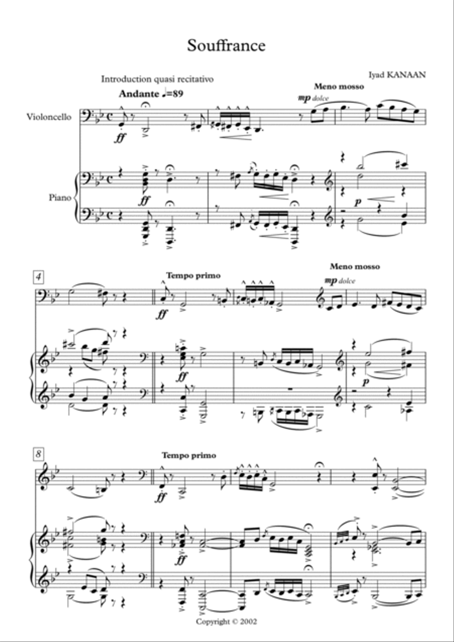 Souffrances for Cello and Piano op. 2 No 11 Piano Accompaniment scores gallery preview page 2