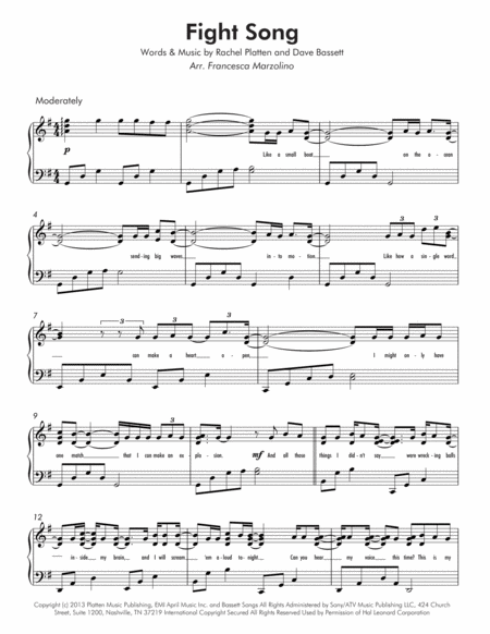 Fight Song (Late Intermediate Piano) image number null