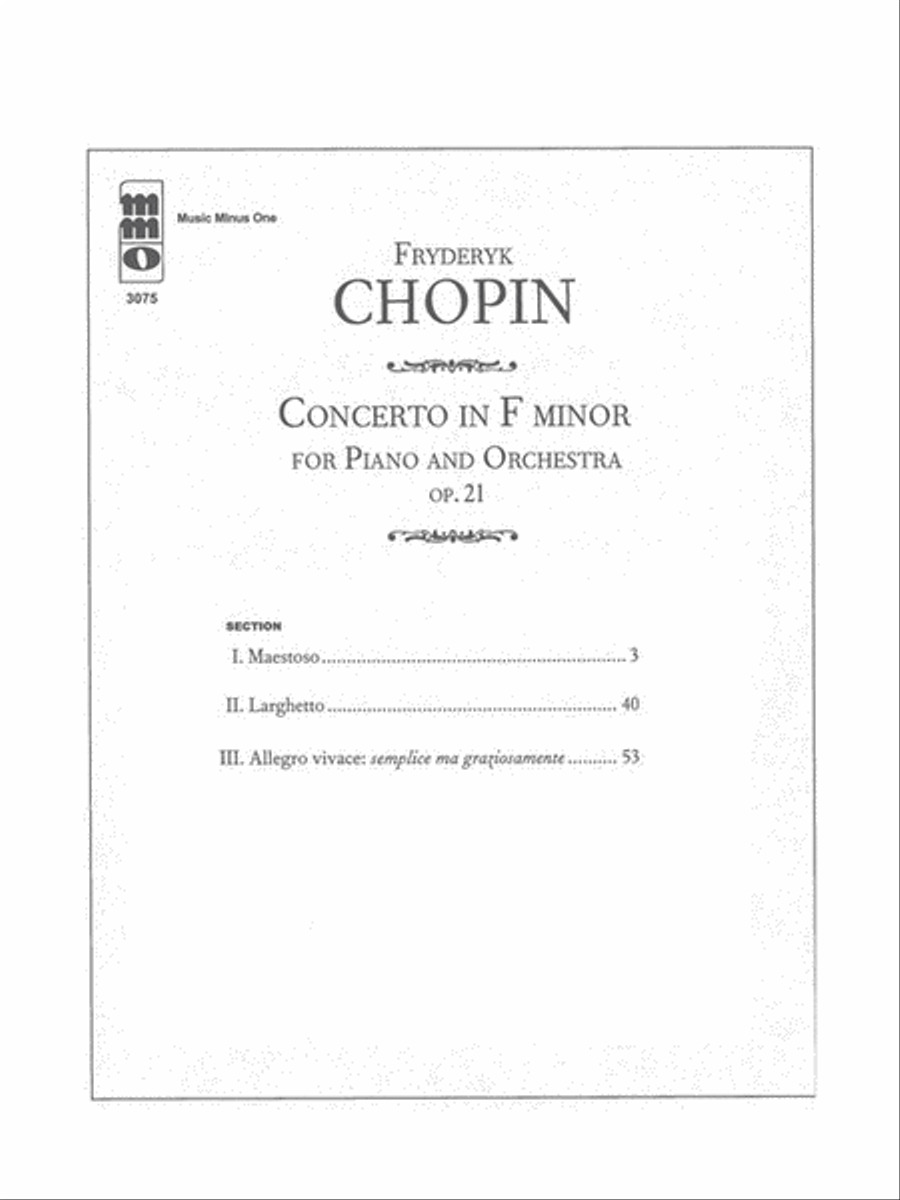 Chopin – Concerto in F Minor, Op. 21 Piano Solo scores gallery preview page 2
