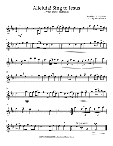 10 Solo Hymn Tune Arrangements for Violin or Flute