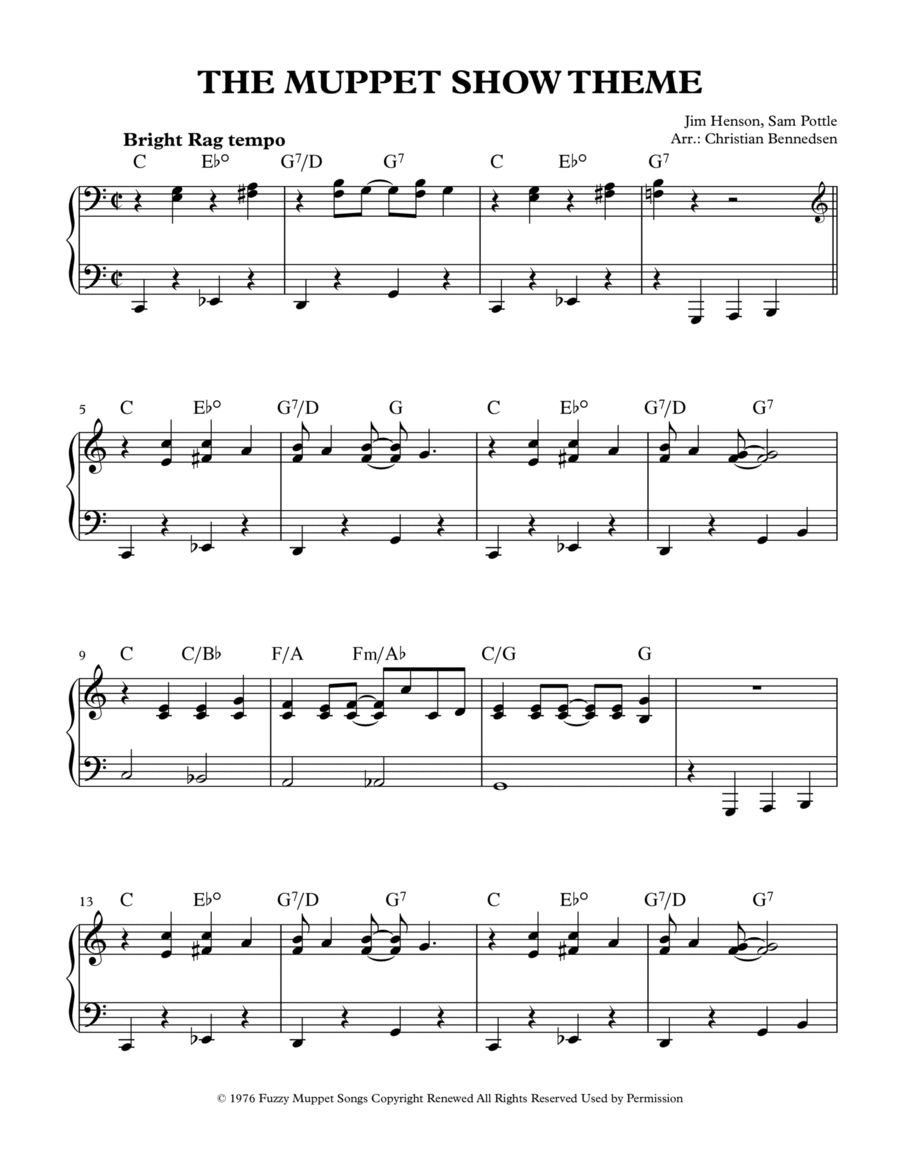 The Muppet Show Theme The Muppet Show Theme Piano Solo scores gallery preview page 1