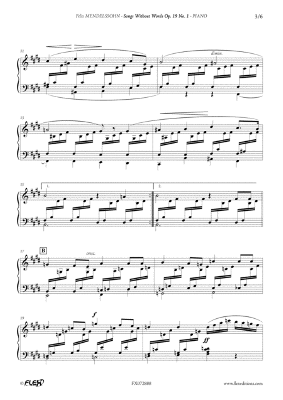 Songs without Words Op. 19 No. 1 - Sweet Memory Piano Solo scores gallery preview page 3