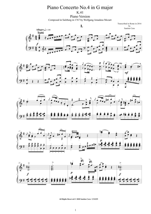Mozart - Piano Concerto No.4 in G major K.41 - Piano Version