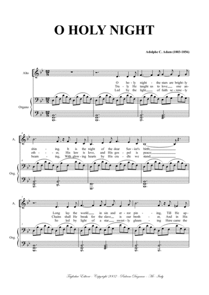 O HOLY NIGHT - For Alto (or Bass) and Piano image number null