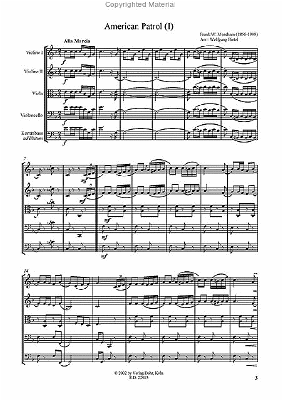 American Patrol (für Streichquartett) String Quartet scores gallery preview page 2