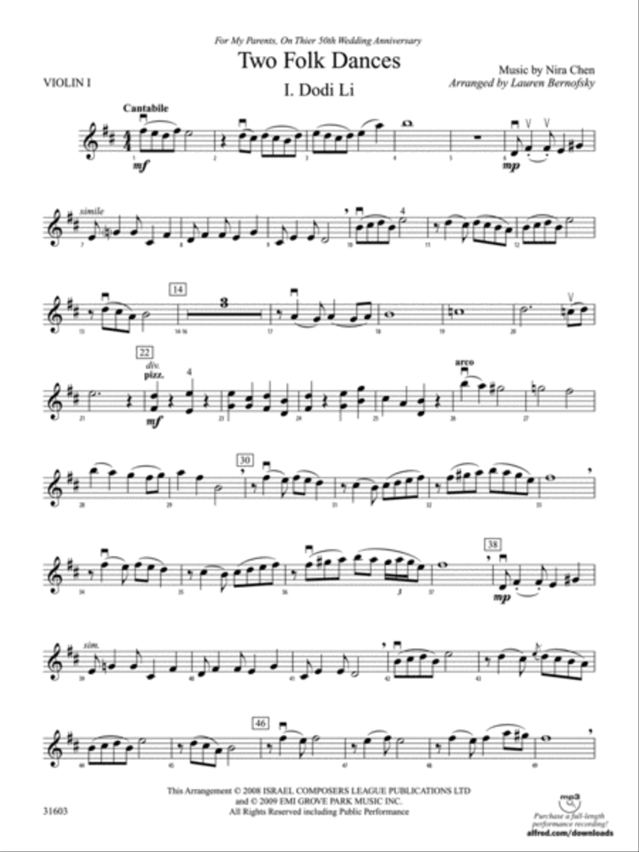 Two Folk Dances: 1st Violin String Orchestra scores gallery preview page 1