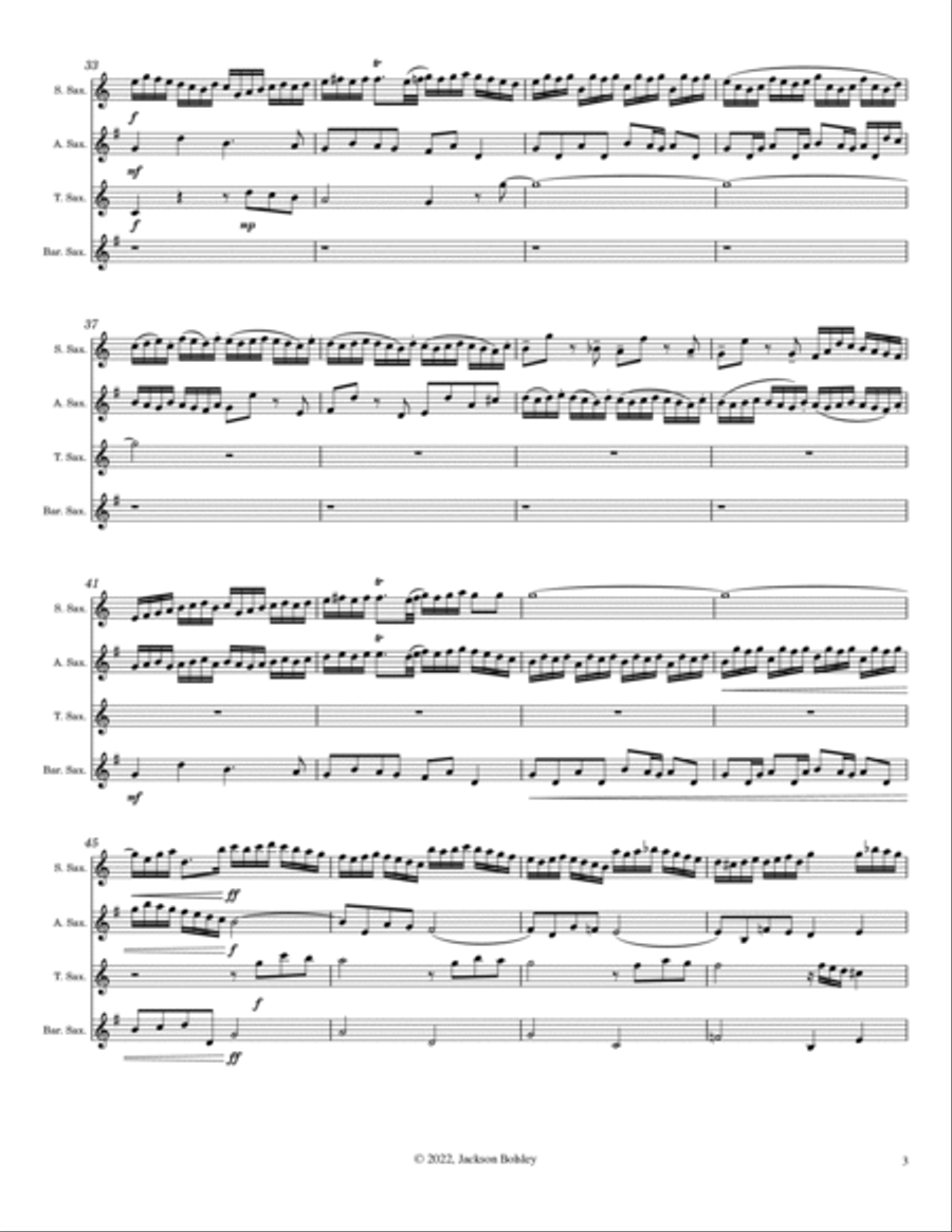 Fugue in G Minor, BMV 578 for Sax Quartet Saxophone Quartet scores gallery preview page 3