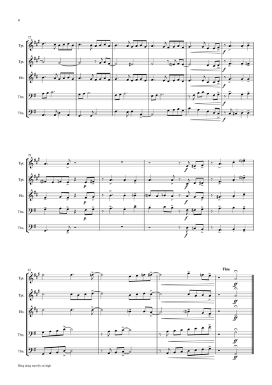 Ding dong merrily on high - Swing - Brass Quintet Brass Quintet scores gallery preview page 5