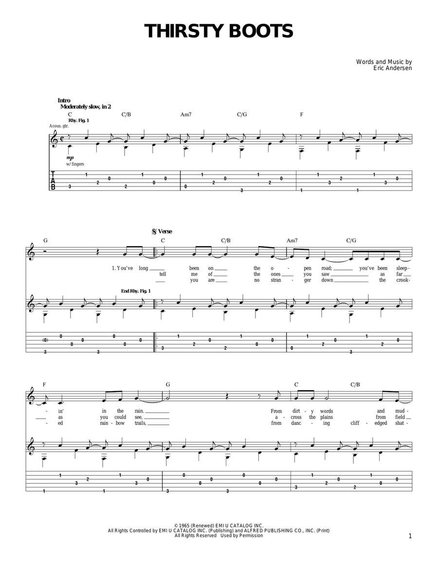 Thirsty Boots Acoustic Guitar scores gallery preview page 1