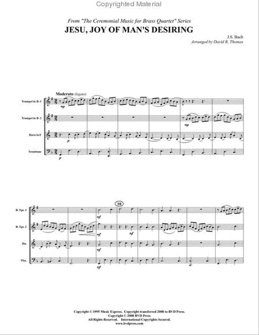 Jesu, Joy of Man's Desiring Brass Quartet scores gallery preview page 2