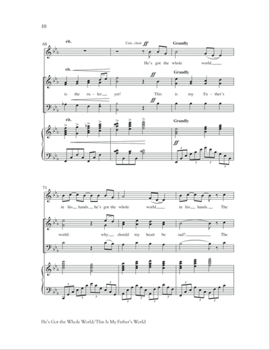 He's Got the Whole World with This Is My Father's World Unison Choir scores gallery preview page 11