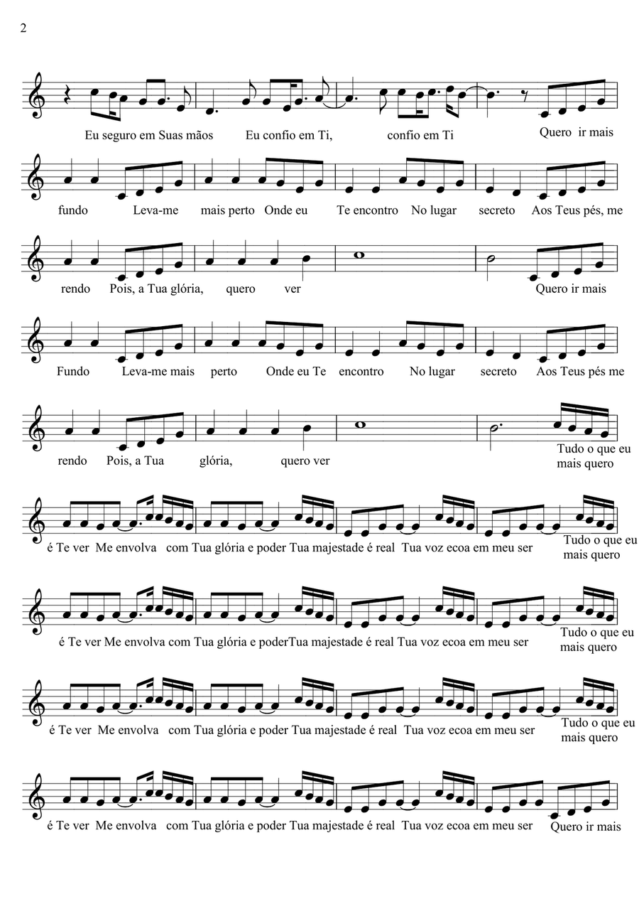 Lugar Secreto - Gabriela Rocha - Partitura para Violino Piano, Vocal scores gallery preview page 2