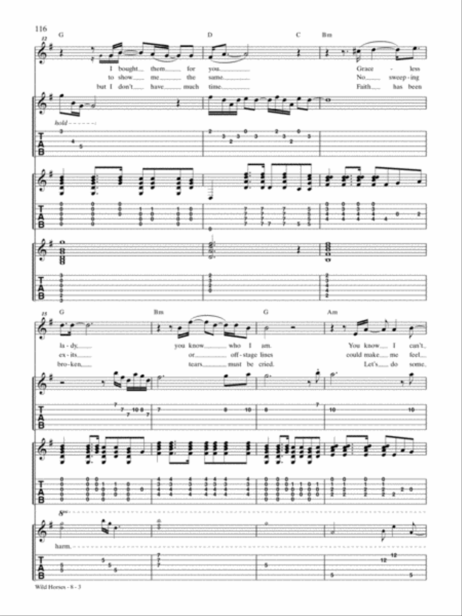 Wild Horses Guitar Tablature scores gallery preview page 3