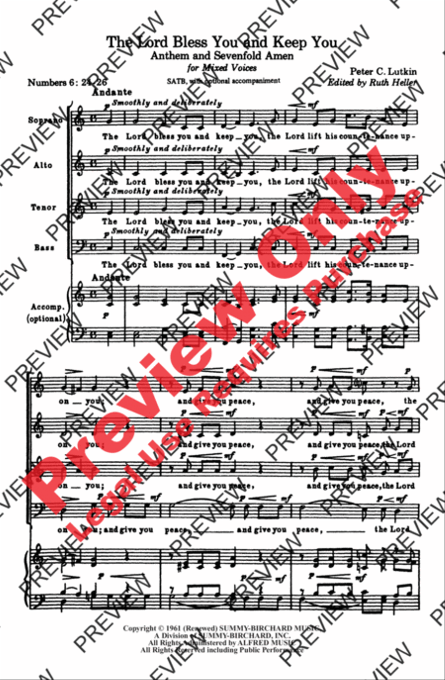 The Lord Bless You and Keep You 4-Part scores gallery preview page 2