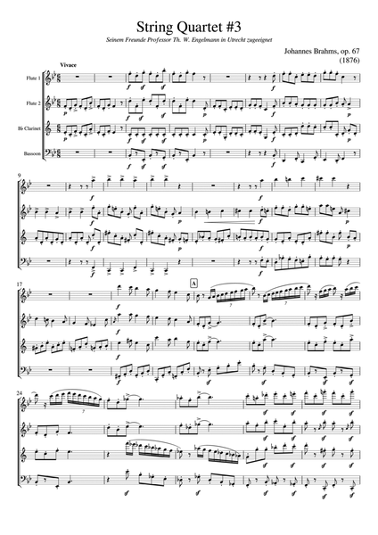 Brahms String Quartet #3, op. 67