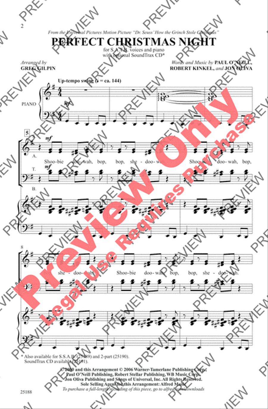Perfect Christmas Night (from Dr. Seuss! How the Grinch Stole Christmas) 4-Part scores gallery preview page 2