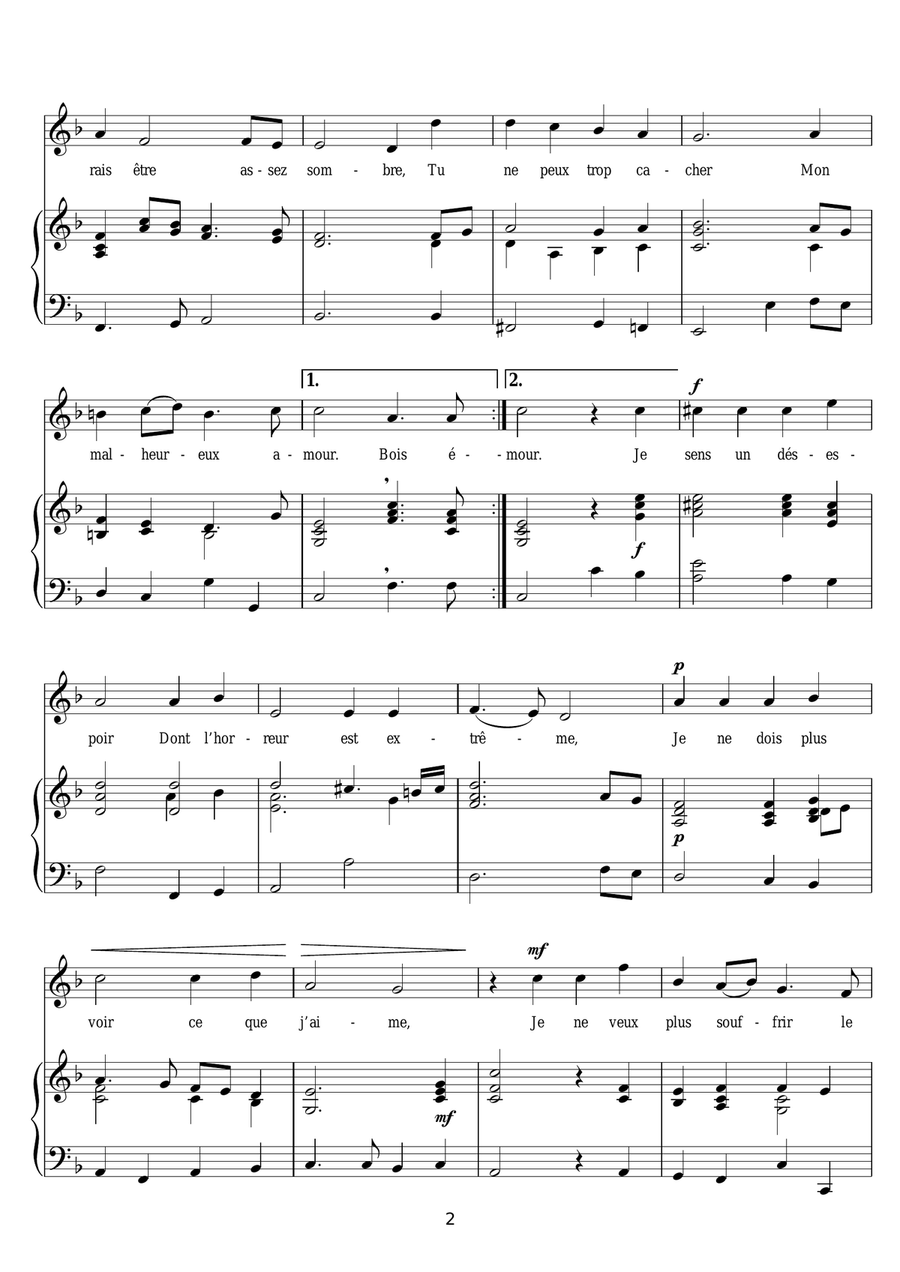 Bois Epais (from Amadis) Piano, Vocal scores gallery preview page 2