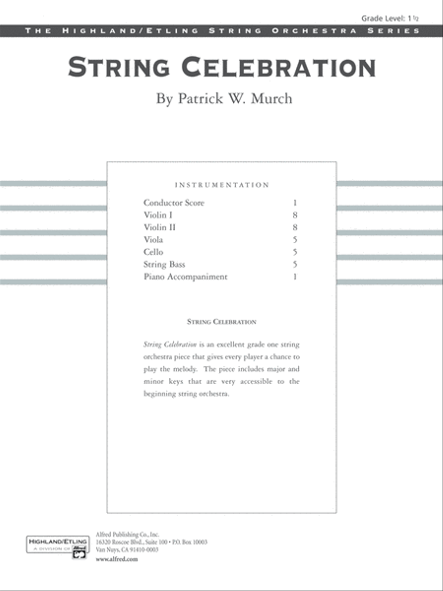 String Celebration: Score String Orchestra scores gallery preview page 1