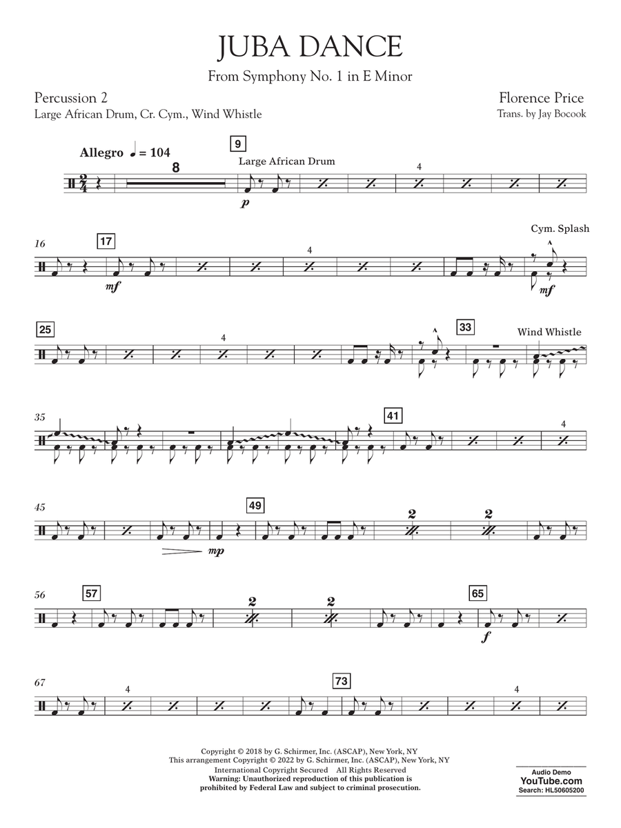 Juba Dance (from Symphony No. 1) - Percussion 2 Concert Band scores gallery preview page 1