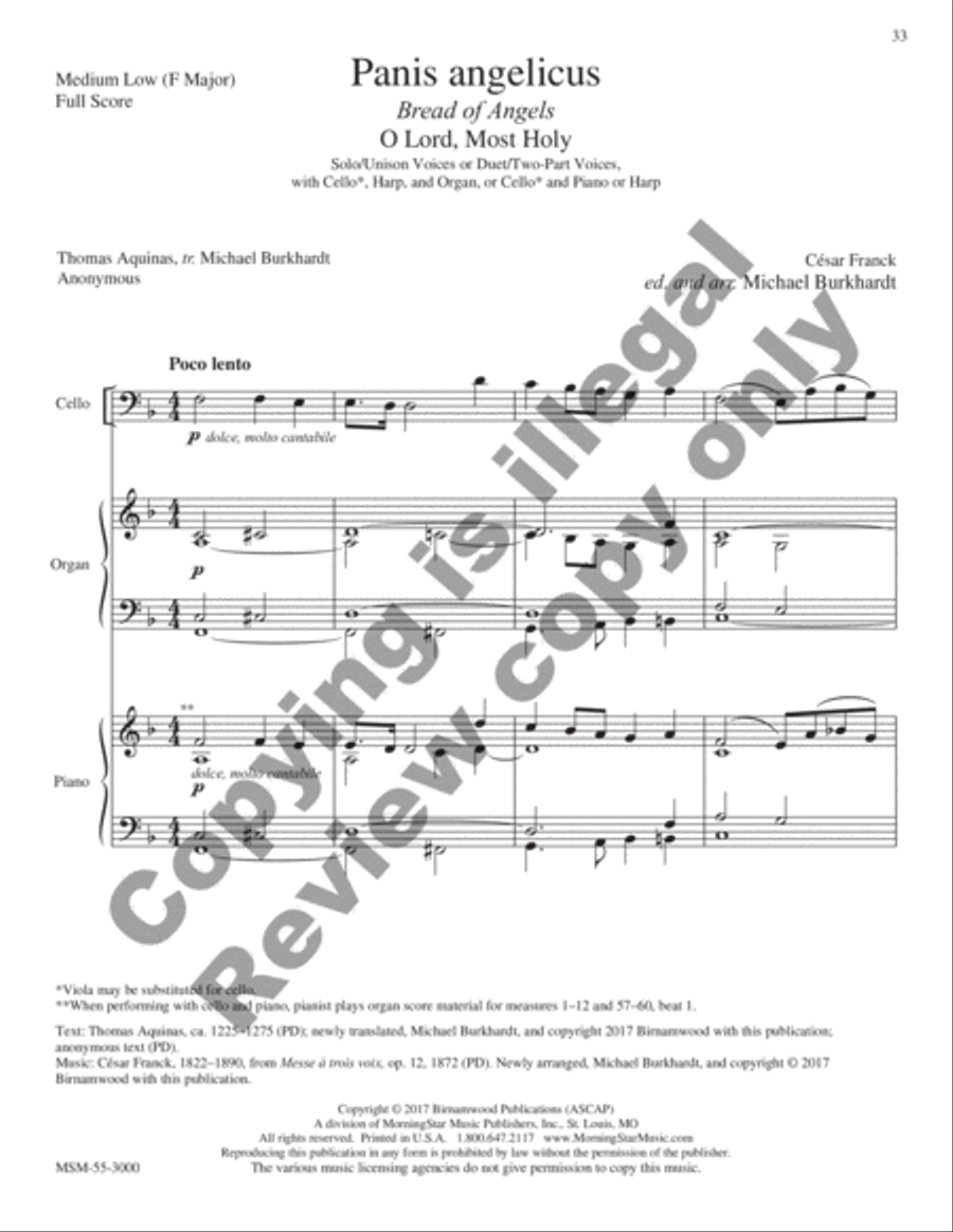 Panis angelicus (Bread of Angels): O Lord, Most Holy Unison Choir scores gallery preview page 13