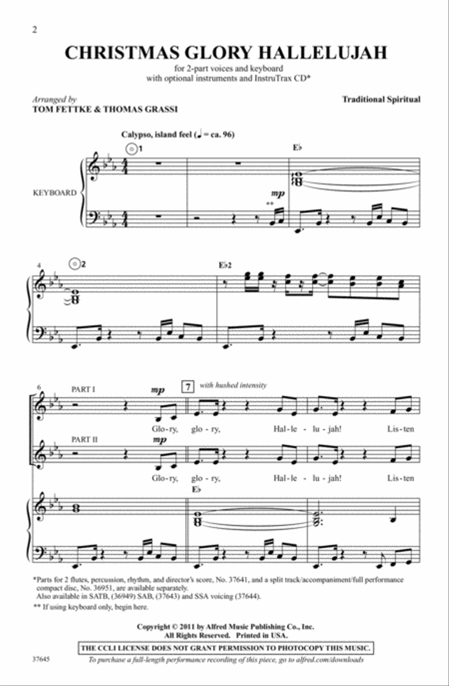 Christmas Glory Hallelujah 2-Part scores gallery preview page 1