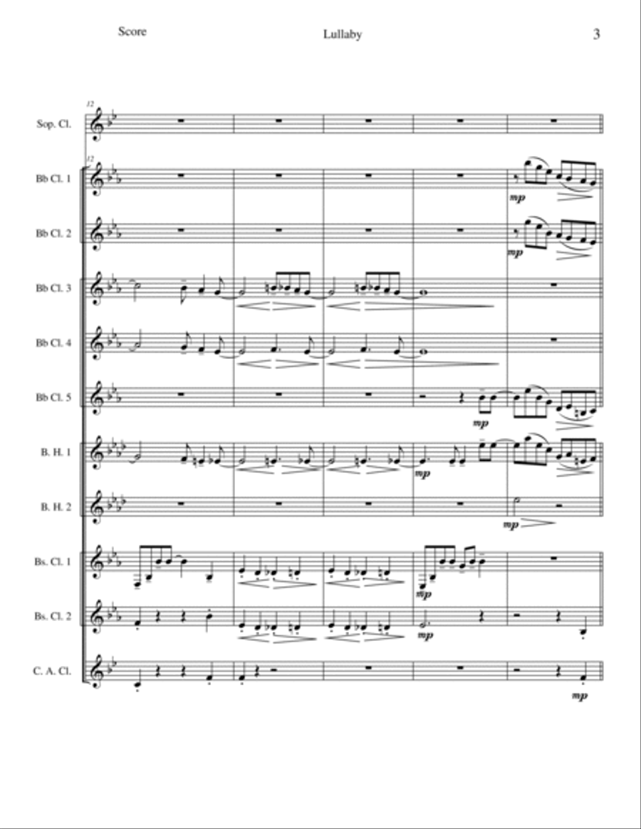 Lullaby (for String Quartet) Clarinet Choir scores gallery preview page 3