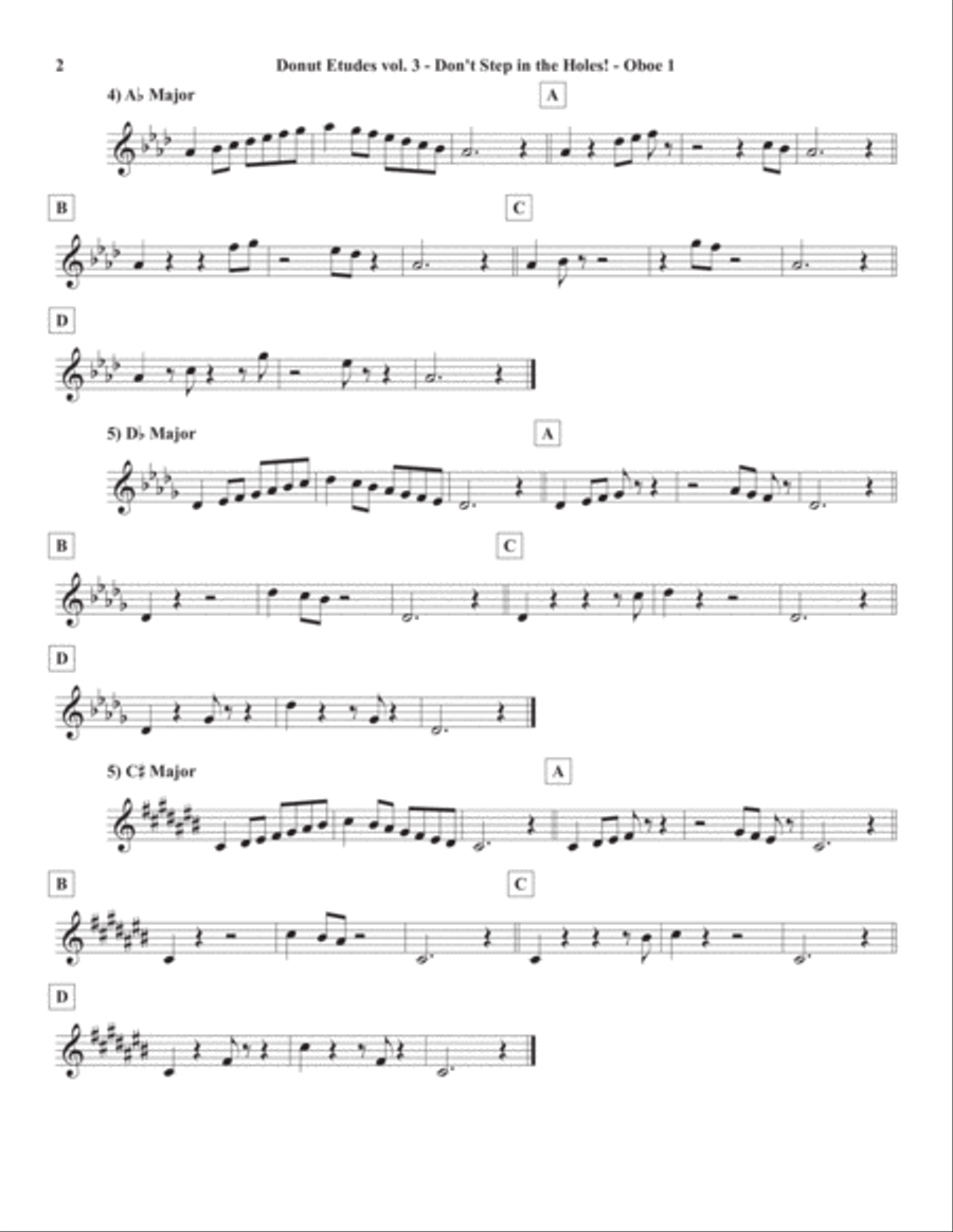 Donut Etudes vol. 3: Don’t Step in the Holes! – Oboe Quartet Woodwind Quartet scores gallery preview page 5