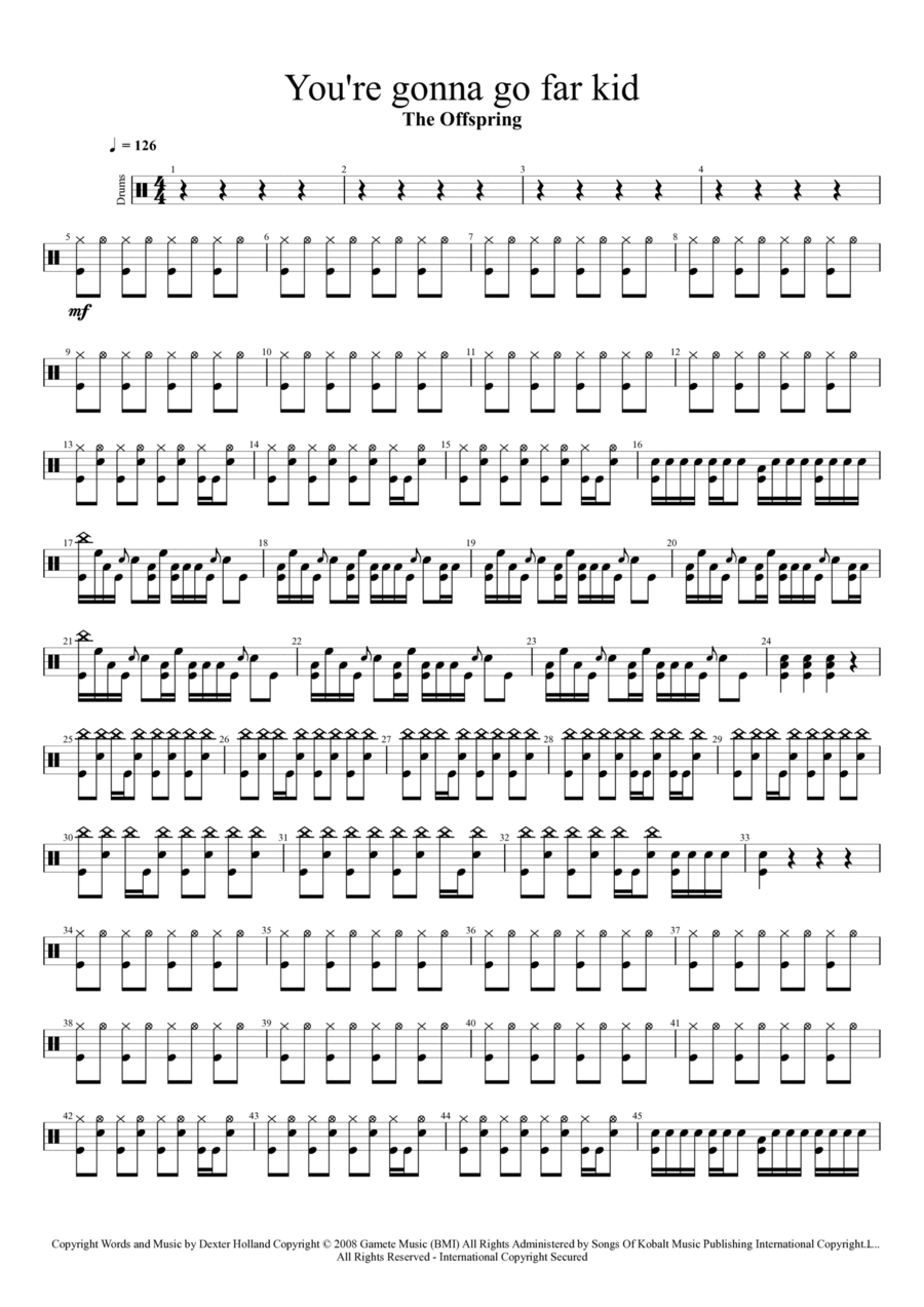 You're Gonna Go Far Kid You're Gonna Go Far Kid Drum Set scores gallery preview page 1