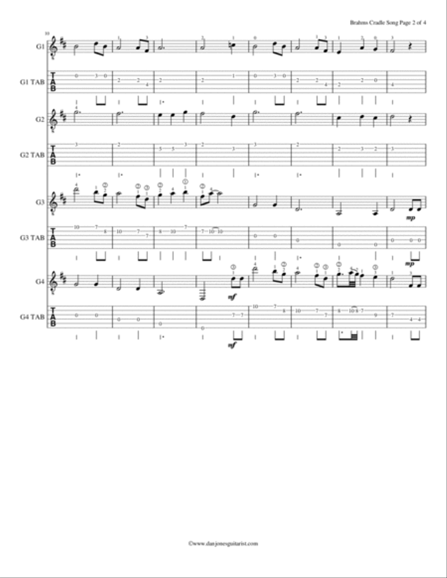 Cradle Song (Wiegenlied) Classical Guitar scores gallery preview page 3