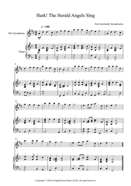 Hark! The Herald Angels Sing, Felix Bartholdy Mendelssohn (Alto Sax + Piano) image number null