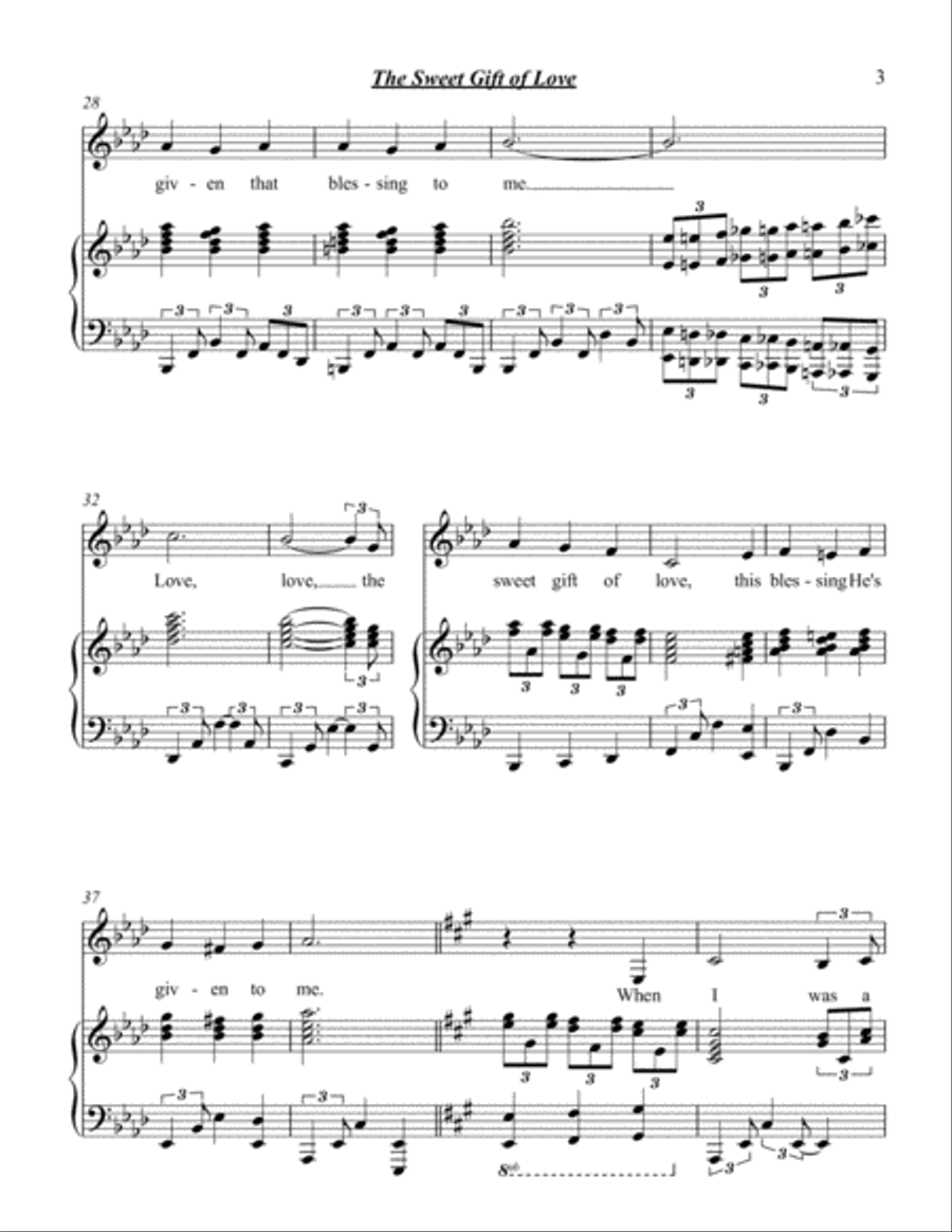 The Sweet Gift of Love, vocal solo. Voice Solo scores gallery preview page 3