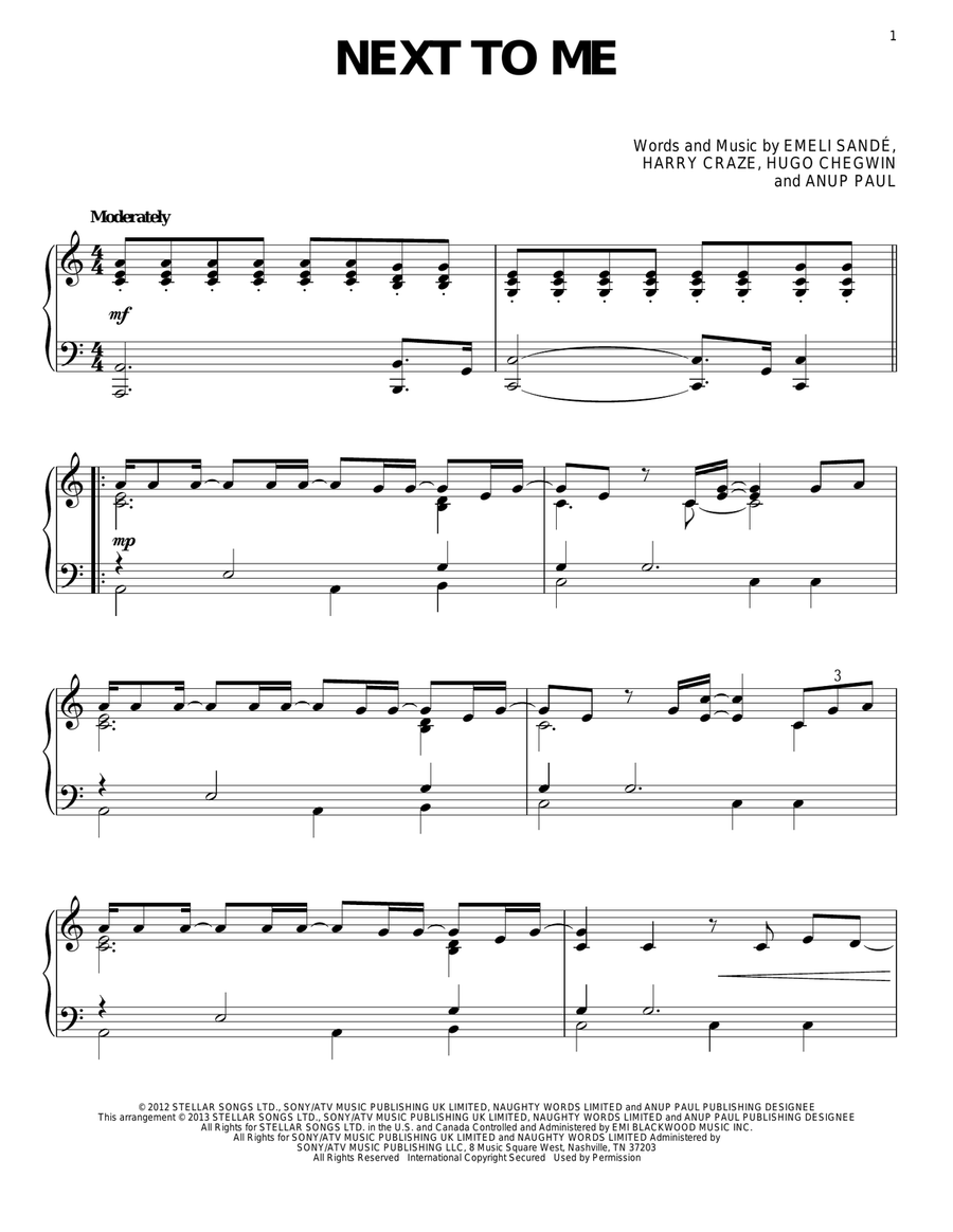 Next To Me Next To Me Piano Solo scores gallery preview page 1