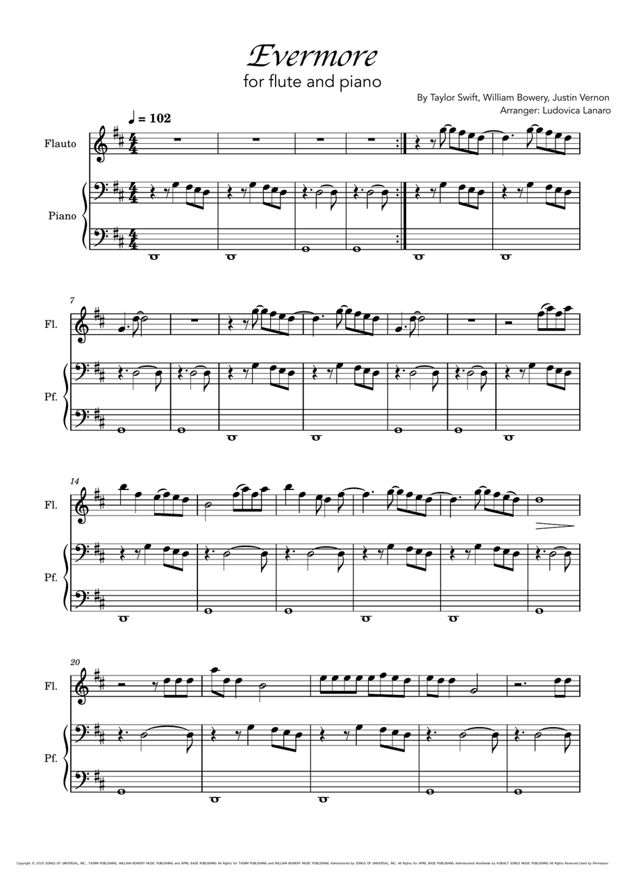 Evermore Flute Solo scores gallery preview page 3