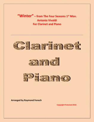 Book cover for "Winter" from the Four Season 1 st Mov. - B Flat Clarinet and Piano