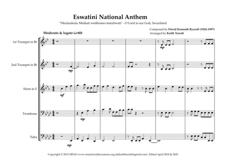 Eswatini (Swaziland) National Anthem for Brass Quintet image number null
