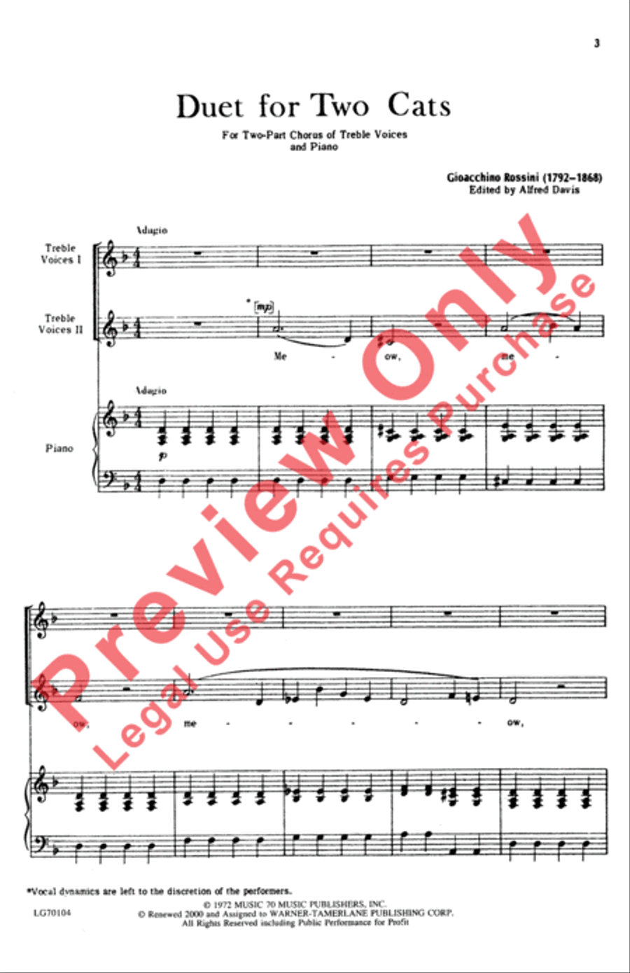 Duet for Two Cats 2-Part scores gallery preview page 2