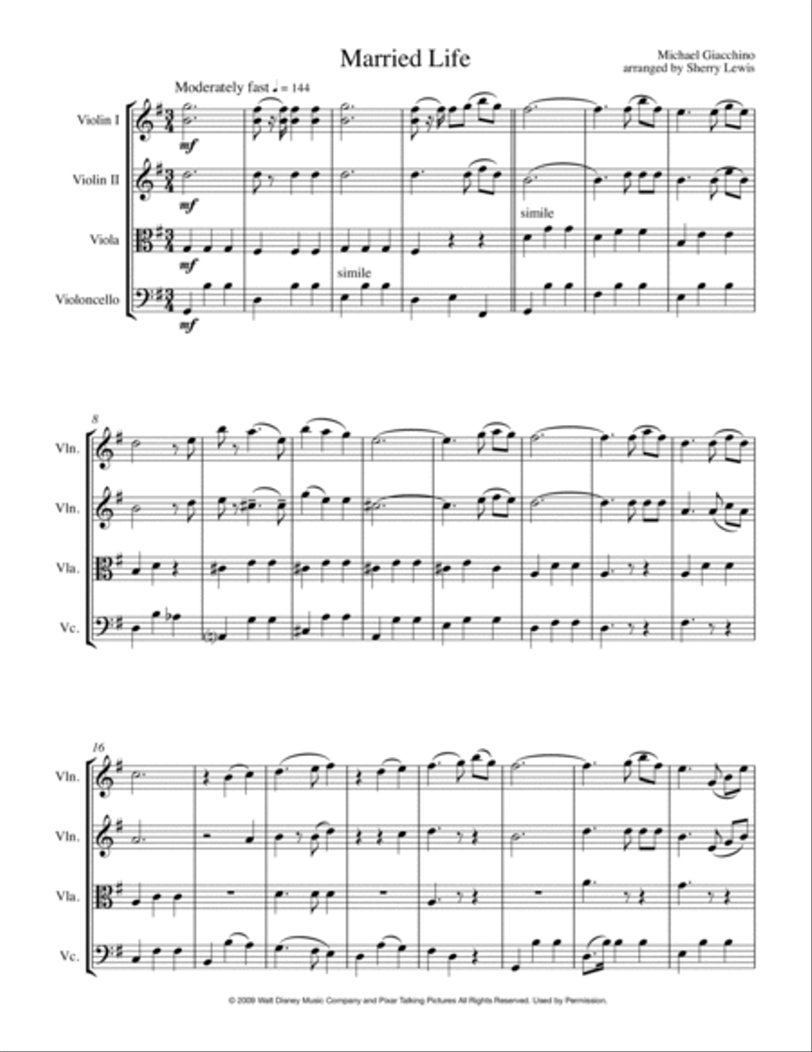 Married Life String Quartet scores gallery preview page 4