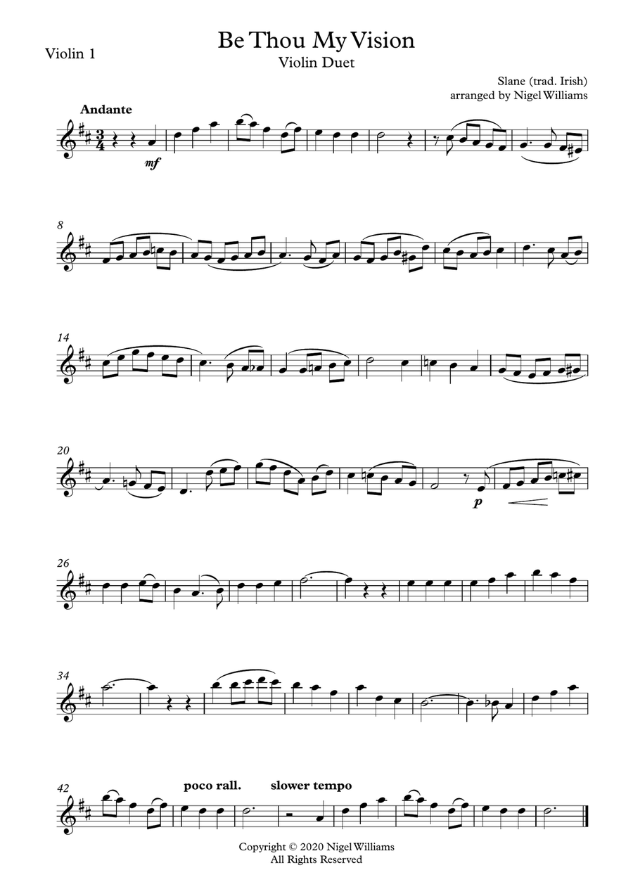 Slane (Be Thou My Vision), for Violin Duet String Duet scores gallery preview page 1