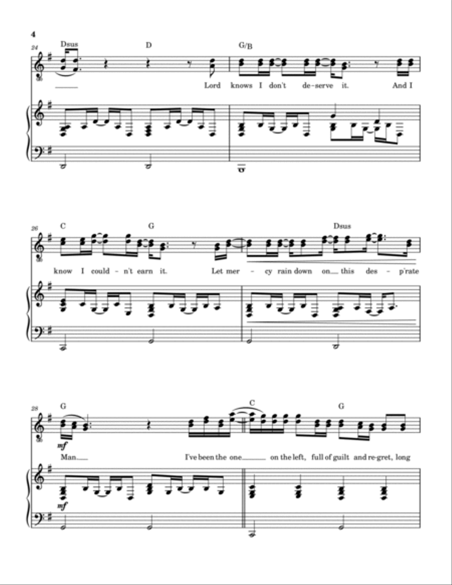 Man On The Middle Cross Piano, Vocal, Guitar scores gallery preview page 5