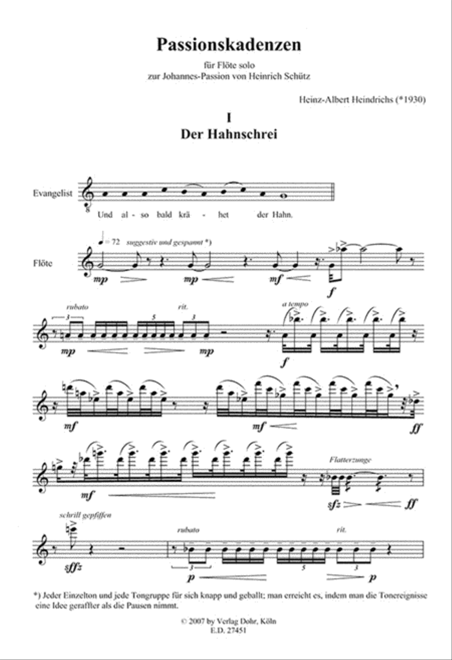 Passionskadenzen für Flöte solo (1988) (zur Johannes-Passion von Heinrich Schütz) Flute Solo scores gallery preview page 2