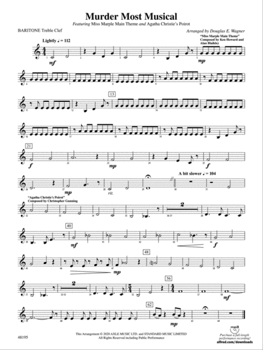 Murder Most Musical: Baritone T.C. Concert Band scores gallery preview page 1