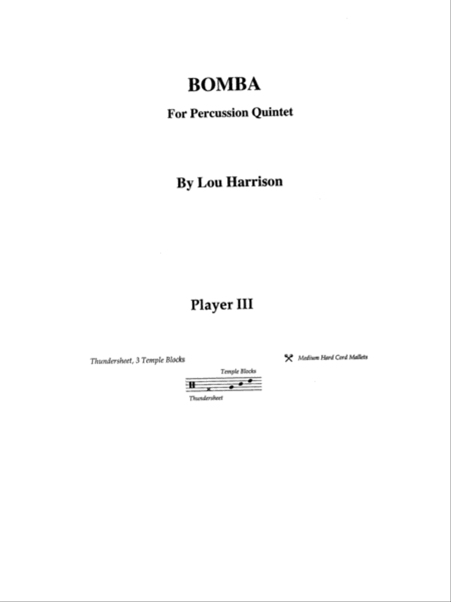 Bomba: 3rd Percussion Percussion Ensemble scores gallery preview page 1