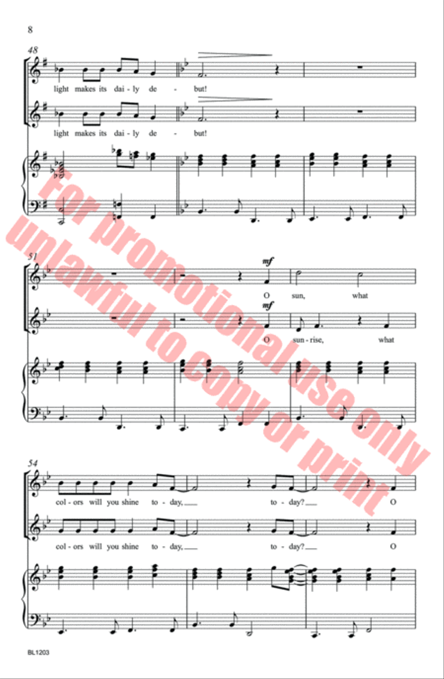 O Sunrise Choir scores gallery preview page 8